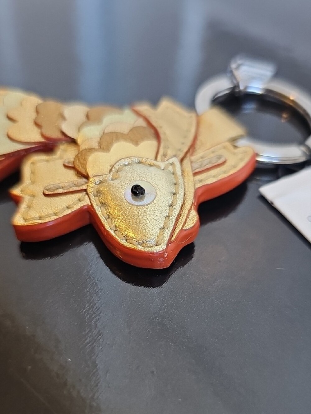 ​Coach Rare Vintage Koi Goldfish Metallic Leather Key Fob Charm 6522 NWT - Picture 7 of 8